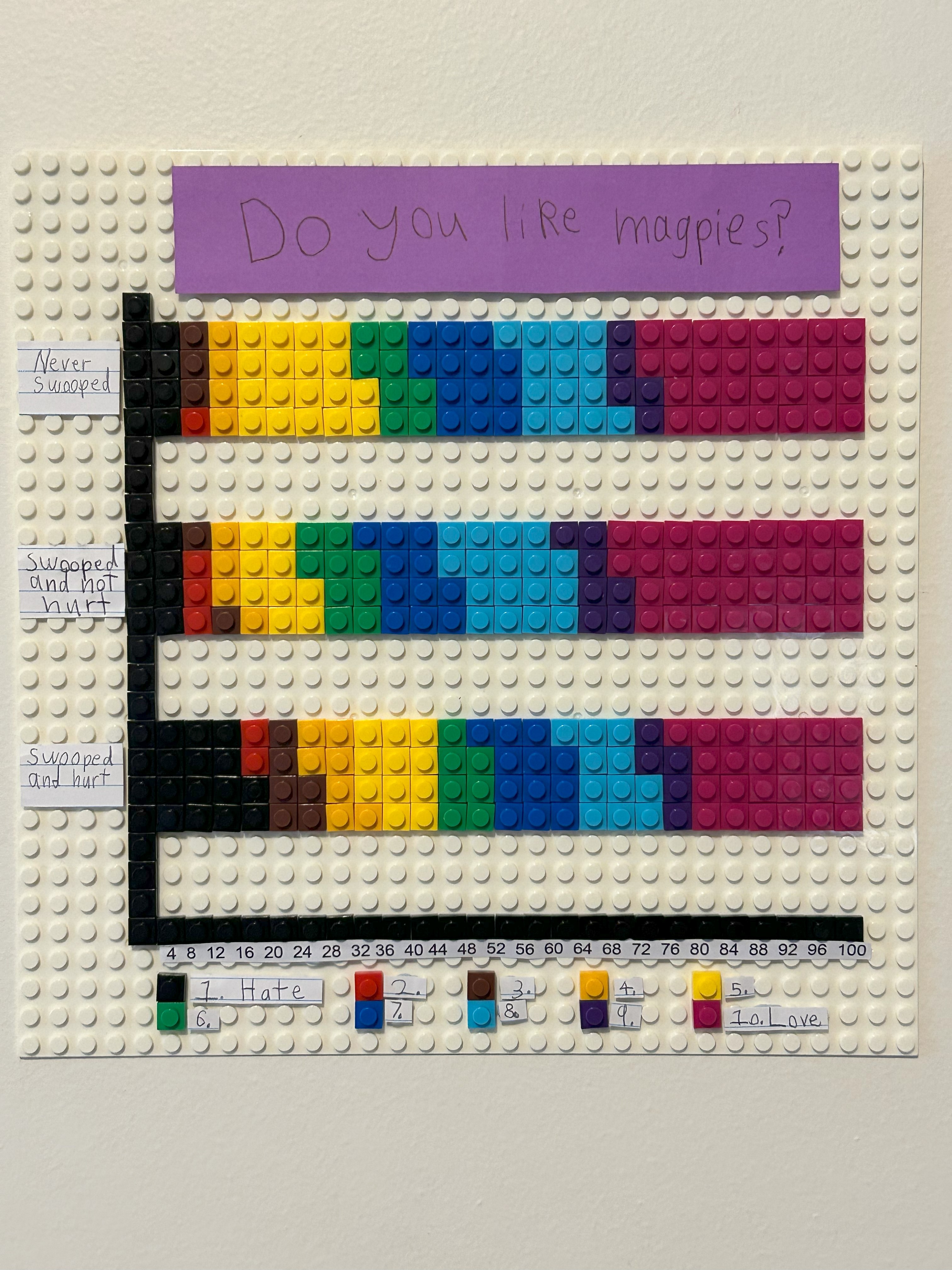 A lego bar chart created by an 8-year-old scientist 